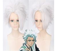 Parrucca da uomo anime BLEACH Hitsugaya Toushirou Cosplay Costume corto Argento Bianco Soffice Resistenza al calore Parrucche sintetiche