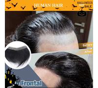 Parrucca da uomo completa - Nero naturale, linea naturale dei capelli, invisibile e traspirante, parrucca in capelli umani adatta a tutti i tipi di carnagione Capelli veri