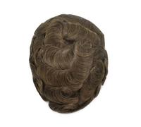 Parrucca da uomo con capelli umani da uomo, protesi per capelli in PU, linea di capelli invisibile, top in pizzo(5#)