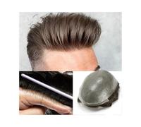 Parrucca da uomo con capelli umani dall'aspetto re Hairline Men Toupee Capelli umani Parrucca da uomo Sistemi di sostituzione Protesi for capelli per tutti i giorni, cosplay e altro(Jet Black,8x10)