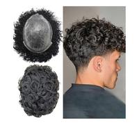 Parrucca da uomo con capelli umani dall'aspetto re Men Toupee Human Hair Curly Thin Skin PU Men's Capillary Prosthesis With Knots Indian Remy Hair System Unit Wigs per tutti i giorni, cosplay e altro(