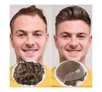 Parrucca da uomo con capelli umani dall'aspetto re Parrucca anteriore in pizzo svizzero con base dell'attaccatura dei capelli con parrucchino in pelle Remy Parrucca for capelli umani al 100% for parru