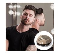 Parrucca da uomo con capelli umani dall'aspetto re Parrucchino da uomo for capelli umani 8x10 pollici Sistema capillare di base Protesi monocapelli fini per tutti i giorni, cosplay e altro(Jet Black)