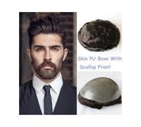 Parrucca da uomo con capelli umani dall'aspetto re Protesi for capelli con base interamente in PU da uomo: parrucchino in capelli umani invisibile e durevole - la tua fiducia aumenta per tutti i giorn