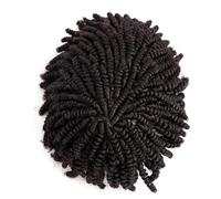 Parrucca da uomo con trecce di capelli umani, protesi capillare da uomo, toupet da 0,1 mm, con dreadlock Toupee for Men(Natural Black,6x9)