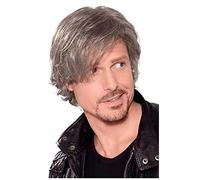 Parrucca Da Uomo Corta, Soffice E Leggermente Verso L'esterno Riccio Grigio Corto Riccio Capelli Ricci, Parrucca Lunga Frangia