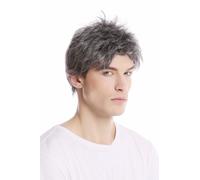 Parrucca Da Uomo Corto Casual Moderno Scompigliato Spazzolato Grigio Scuro