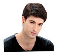 Parrucca da uomo corto maschile parrucca ricci mensole dritta dritta abituali regolabili parrucca realistiche naturale parrucca corta parrucca parrucca maschio per cosplay costume marrone scuro scuro