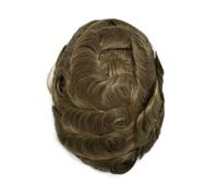 Parrucca da uomo in pelle sottile da 0,08 mm, con doppi nodi, capelli umani castani, sistema resistente for uomo Attaccatura Capelli Sottile(7#,8x10)