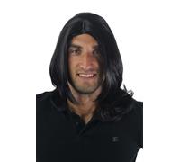 Parrucca da Uomo Lungo Giovane Alla Moda Nero Riga IN Mezzo Rockstar GFW891-1B