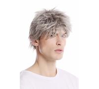Parrucca da Uomo Mann Corto Casual Moderno Arruffato Spazzolato Grigio Chiaro