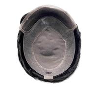 Parrucca da Uomo Parrucca da uomo con capelli indiani Remy, protesi capillare maschile con pizzo frontale svizzero, parte superiore mono con pizzo frontale e PU attorno a pezzi di capelli umani Protes