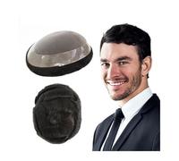 Parrucca da uomo, Parrucca frontale in pizzo francese da uomo - Mono resistente, rivestimento in poliestere da 1", n. 1B, densità 130%, capelli umani,Parrucca bionda(5x7icnh)