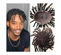 Parrucca da Uomo Parrucca Toupee Dreadlock piena in pizzo for uomini neri Protesi for capelli maschili mono ricci 8×10" Unità di sistema di capelli ricci afro Capelli umani neri naturali Parrucca da u