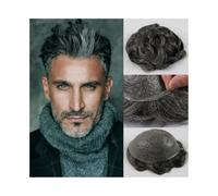 Parrucca da uomo, parrucchino da uomo, pezzi di capelli umani Remy, anello a V da 0,08 mm, protesi con base in PU, sistema di sostituzione dei capelli for uomo, parrucca bionda(Sliver White,7x9)