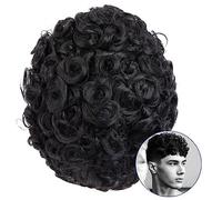 Parrucca da uomo Parrucchino riccio da 20 mm for uomo 0,1 mm PU base della pelle parrucchino for capelli protesi for capelli maschili traspirante sistemi di sostituzione dei capelli umani neri unità p