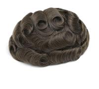 Parrucca da uomo per capelli umani da 0,1 a 0,12 mm, sistema di sostituzione dei capelli umani iniettati (5#Medium Light Brown, 6x8)