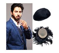 Parrucca da uomo Pezzi di capelli for uomo Nodo invisibile Mono pizzo Top e PU intorno Parrucchino da uomo 6" Parrucche for capelli umani Remy Sistema di sostituzione del pizzo 8x10 pollici 1B# Colore