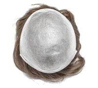 Parrucca da uomo Postiche ultra sottile da 0,02 a 0,03 mm, non rilevabile, senza nodi, protesi per capelli, capelli umani(6 x 9)