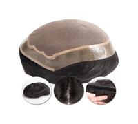 Parrucca da uomo, protesi capillare da uomo, parrucche con capelli umani indiani Remy mono, resistenti, mono in PU, sostituzione naturale dei capelli, capelli castani neri, parrucca bionda(Black,7x9)