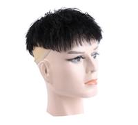 Parrucca da uomo realistica resistente al calore, con trama permanente, per capelli corti e ricci, parrucca di ricambio per la parte superiore della testa, parrucca da uo,15x20cm/6x8in-B