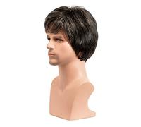 Parrucca da uomo resistente al calore, 20 cm/8 pollici, parrucche piene a strati soffici, parrucche sintetiche colorate alla moda per uomini, capelli corti e lisci, parru,off-white