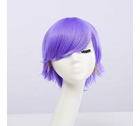 Parrucca da uomo sintetica economica GHK Fahion bianca viola blu giallo nero argento grigio verde rosso parrucche cosplay anime per festa 30 cm viola chiaro