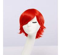 Parrucca da uomo sintetica economica GHK Fahion bianca viola blu giallo nero argento grigio verde rosso parrucche cosplay anime per festa 30cm rosso