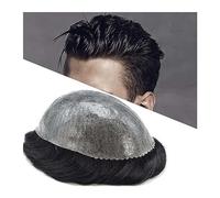 Parrucca da Uomo Toupee da uomo 0,1-0,12 mm Full Poly Skin PU Iniezione di capelli umani Parrucchino Sistema di sostituzione Toupee for uomo Jet Black Mens Toupee Hair Unit Parrucchino Parrucche da Uo