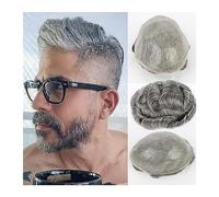 Parrucca da Uomo Toupee da uomo Parrucca di capelli umani indiani Pelle morbida e sottile V-loop Base in PU Protesi for capelli maschili Unità di sistema di capelli ondulati # 1B65 (nero spento con ca