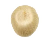 Parrucca da uomo traspirante in pizzo completo, con capelli umani, for uomo, sistema di capelli lisci biondi n. 613 Toupee for Men