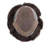 Parrucca da Uomo Unità di sistema di capelli umani Parrucchino for onda da uomo Pizzo francese PU Uomo Toupee Parrucche for capelli indiani Remy Attaccatura naturale Protesi for capelli maschili trasp