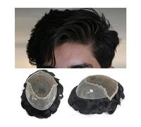 Parrucca da Uomo Uomini Toupee Wave Protesi Swiss Lace e PU Base Parrucca maschile Sistemi di sostituzione dei capelli umani 6 "Parrucchini neri traspiranti Parrucchino Parrucche da Uomo(STRAIGHT TOUP