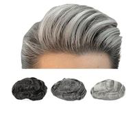 Parrucca Da Uomo V Loop Pelle Sottile Parrucca Maschile Parrucchino da Uomo Parrucca Linea Sottile Naturale Capelli Umani di Remy Grigio 0.03mm Sistema di Protesi Capillare for Uomo Parrucca sintetica