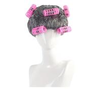 Parrucca Da Vecchia Signora Riccia Retrò Da 8 Pollici/20 Cm Con Bigodini Rosa, Parrucca Da Nonna Per Donne E Adulti, Per Cosplay Di Halloween