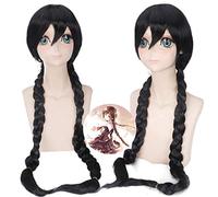 Parrucca Danganronpa Touko Fukawa 100cm Lunga dritta Treccia nera Resistente al calore Capelli sintetici Anime Party Parrucche universali