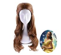 Parrucca del cosplay anime donne lunghe ondulate di bellezza sintetica e la bestia principessa belle parrucca costume costume di ruolo da festa di halloween.