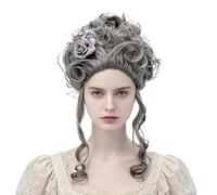 Parrucca del Settecento Costume Floreale Vintage Halloween del Settecento | Accessori per Capelli Cosplay Parrucca Barocca a per di Ruolo Mascherata Carnevale Palco Foto Prop