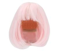 Parrucca della bambola, fibra morbida e facile taglio parrucca bambola dritta spalla spalla lunghezza corta maglie dritta bjd per 1/3 bjd (Rosa)