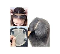 Parrucca di capelli lunghi, Parrucca for capelli veri da 10"-22" con 3 clip antiscivolo e base in seta grande 14×16 cm for donne con perdita di capelli(16 inch)