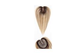 Parrucca di capelli lunghi, Topper for capelli lisci Remy da donna - Radice castana Ombre bionda, base in seta 10X12 cm, for capelli diradati