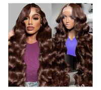 Parrucca di capelli umani di alta qualità, Parrucca anteriore in pizzo marrone Capelli umani da 20 pollici, parrucca anteriore in pizzo trasparente con onda del corpo 13x6 HD, aspetto naturale e abbi