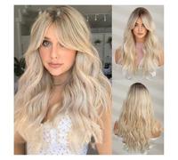 Parrucca di capelli umani di alta qualità, Parrucca capelli lunghi con riflessi neri sfumati oro temperamento piccoli capelli ricci online popolare copertura for parrucca in stile europeo e americano