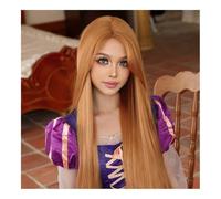 Parrucca di capelli umani di alta qualità, Parrucca cosplay di Halloween da 48 pollici super lunga marrone chiaro for feste da donna Rapunzel con lunghi riccioli soffici, aspetto naturale e abbigliam