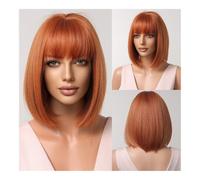 Parrucca di capelli umani di alta qualità, Parrucca da donna in stile europeo e americano con frangia ordinata, copricapo in fibra chimica for capelli corti, sfumatura grigia, aspetto naturale e abbi