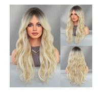 Parrucca di capelli umani di alta qualità, Parrucca marrone for capelli lunghi ricci alla moda, tè al latte, parrucca femminile, frangia a otto cifre, onda grande, set di capelli in fibra chimica, par