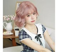 Parrucca di capelli umani di alta qualità, Parrucca sintetica corta con frangia for l'uso quotidiano e le avventure, aspetto naturale e abbigliamento comodo(Pink)