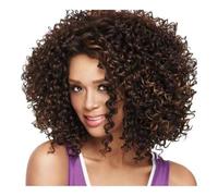 Parrucca di capelli umani di alta qualità, Parrucca sintetica riccia afro crespa marrone nera sintetica Parrucche ricci corte con frangia for parrucche cosplay for donne nere, aspetto naturale e abbi