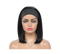 Parrucca di capelli umani lisci con fascia for capelli Parrucca corta Bob britannica con fascia for capelli Parrucca corta Bob fatta a macchina senza colla Parrucche a sciarpa da indossare e andare(Ne