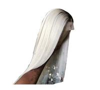 Parrucca di capelli umani personalizzata, bionda platino ghiaccio, radici scure, parrucche in pizzo completo morbido(13x6 Lace Front Wig,130%_14INCHES)